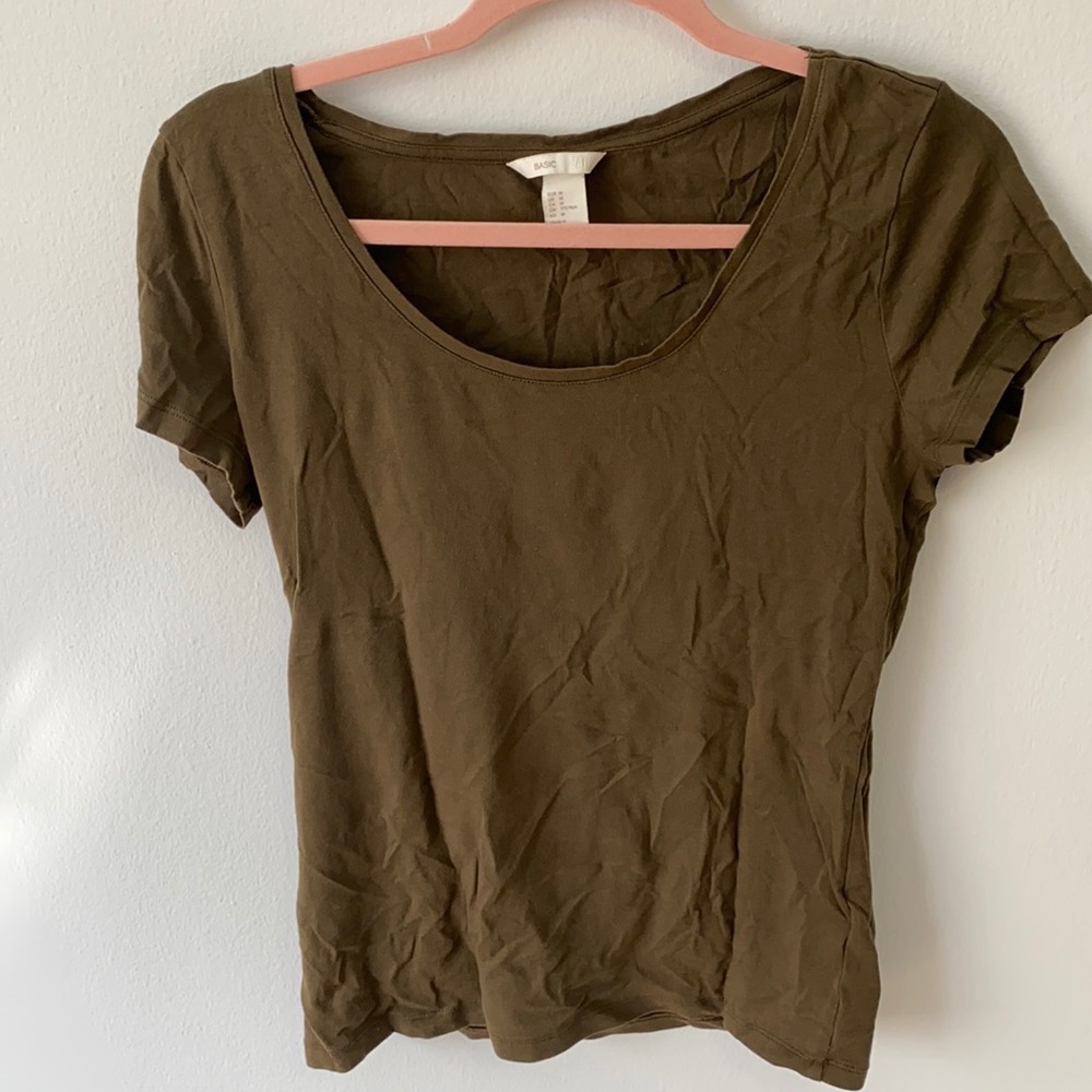 Plain Olive Green Round Neck T-Shirt